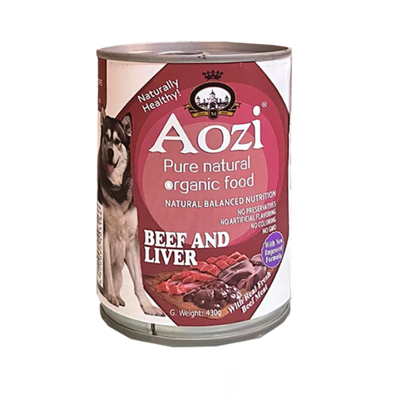 Aozi Pure Natural Organic Beef and Liver Dog Food 430g